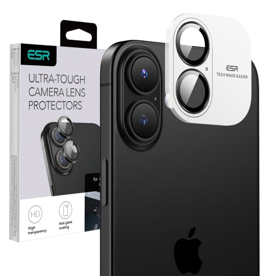 ESR Armorite Rear Camera Protection Film for Apple iPhone 17 / 16 Plus / 16, Tempered Glass, Black