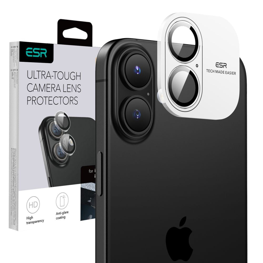 ESR Armorite Rear Camera Protection Film for Apple iPhone 17 / 16 Plus / 16, Tempered Glass, Transparent