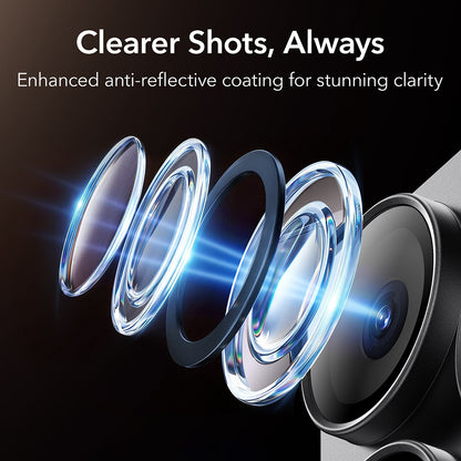 Film de protection pour caméra arrière ESR Armorite Pro pour Apple iPhone 18 Pro, Verre trempé, Noir
