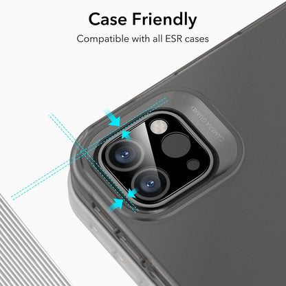 Film de protection pour caméra arrière ESR pour Apple iPad Pro 13 (2024) / Pro 11 (2022) / Pro 12.9 (2022), Verre Trempé, Lot de 2 pièces, Noir