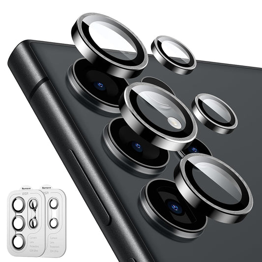 Schutzfolie ESR für die Rückkamera des Samsung Galaxy S24 Ultra S928, gehärtetes Glas, Set mit 2 Stück, Schwarz