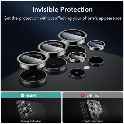 Schutzfolie ESR für die Rückkamera des Samsung Galaxy S24 Ultra S928, gehärtetes Glas, Set mit 2 Stück, Schwarz
