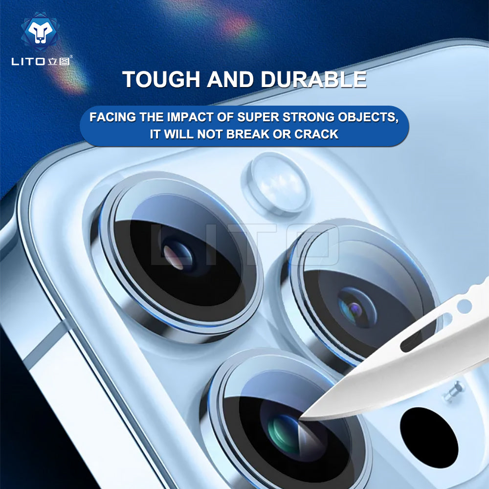 Film de protection pour caméra arrière Lito S+ pour Apple iPhone 13 Pro Max / 13 Pro, Verre trempé, Gris