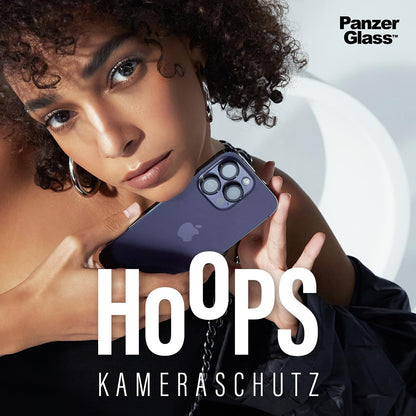 Schutzfolie PanzerGlass Hoops Glitter für die Rückkamera des Apple iPhone 17 Pro Max / 17 Pro / 16 Pro Max / 16 Pro, gehärtetes Glas, Silberfarben