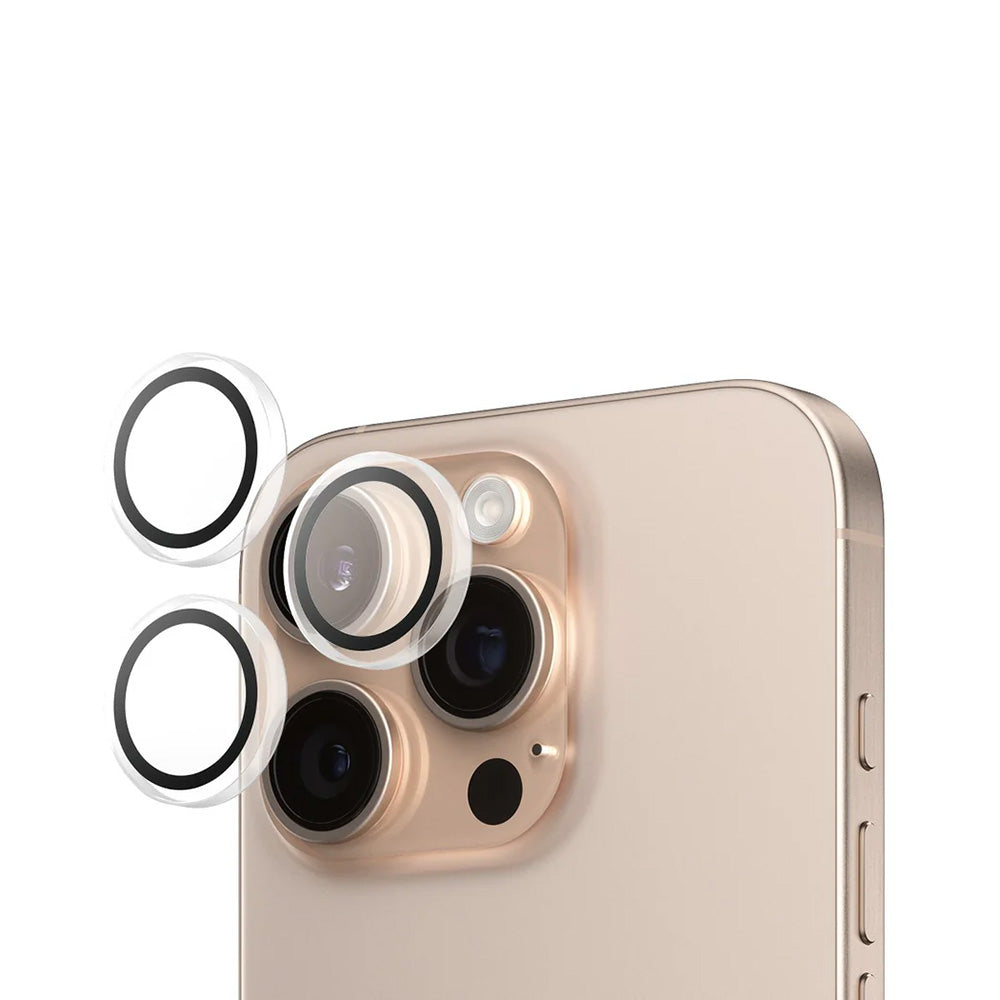 Schutzfolie PanzerGlass Hoops für die Rückkamera des Apple iPhone 16 Pro Max / 16 Pro, gehärtetes Glas, Transparent