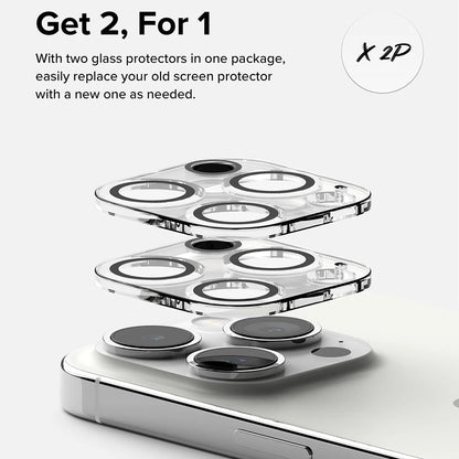 Film de protection pour caméra arrière Ringke pour Apple iPhone 15 Pro, Verre trempé, Lot de 2 pièces, Transparent