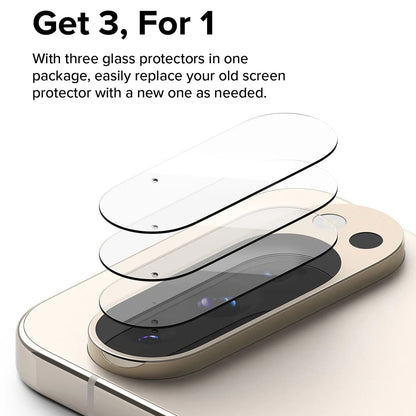 Film de protection pour caméra arrière Ringke pour Google Pixel 9 Pro, Verre trempé, Lot de 3 pièces, Transparent