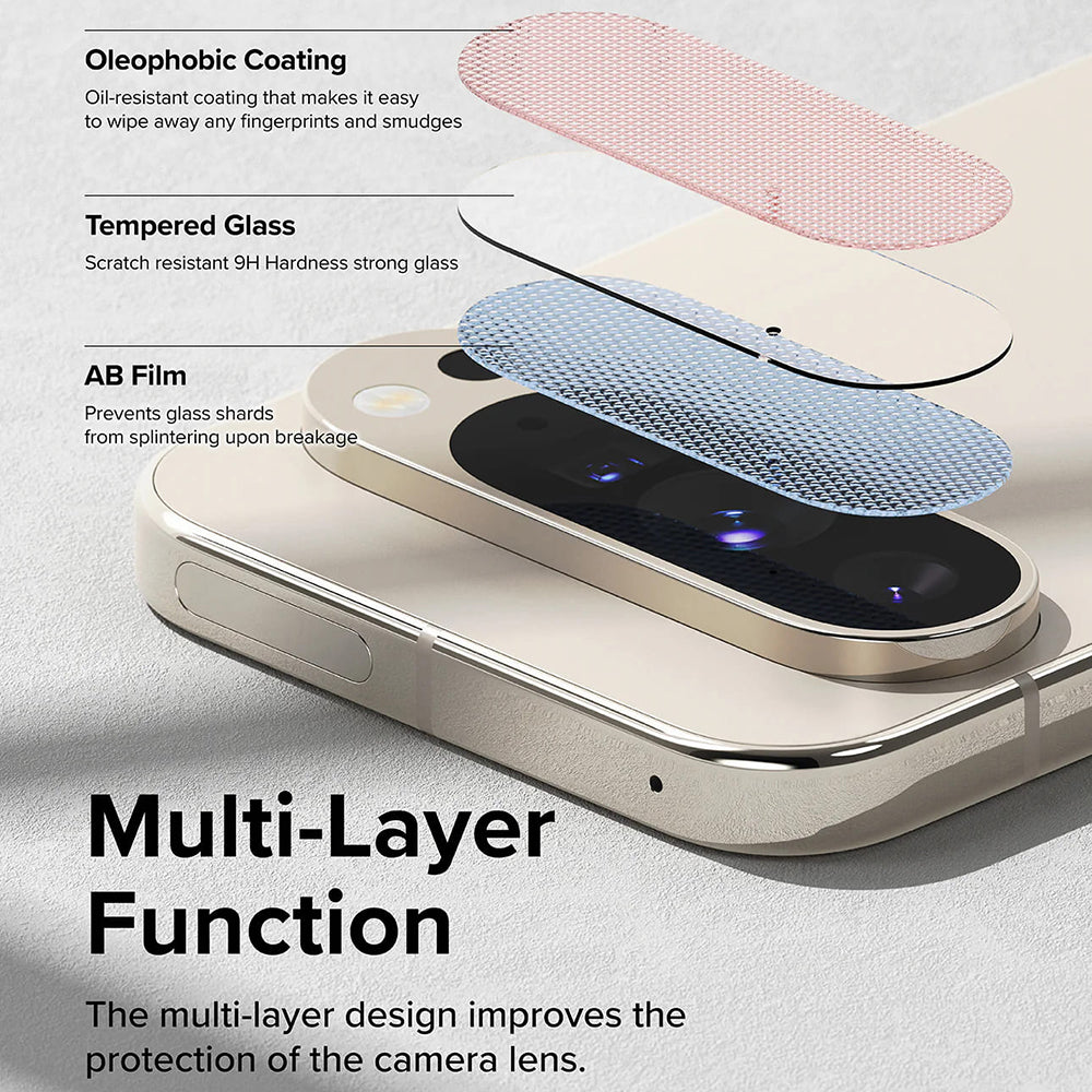 Film de protection pour caméra arrière Ringke pour Google Pixel 9 Pro, Verre trempé, Lot de 3 pièces, Transparent