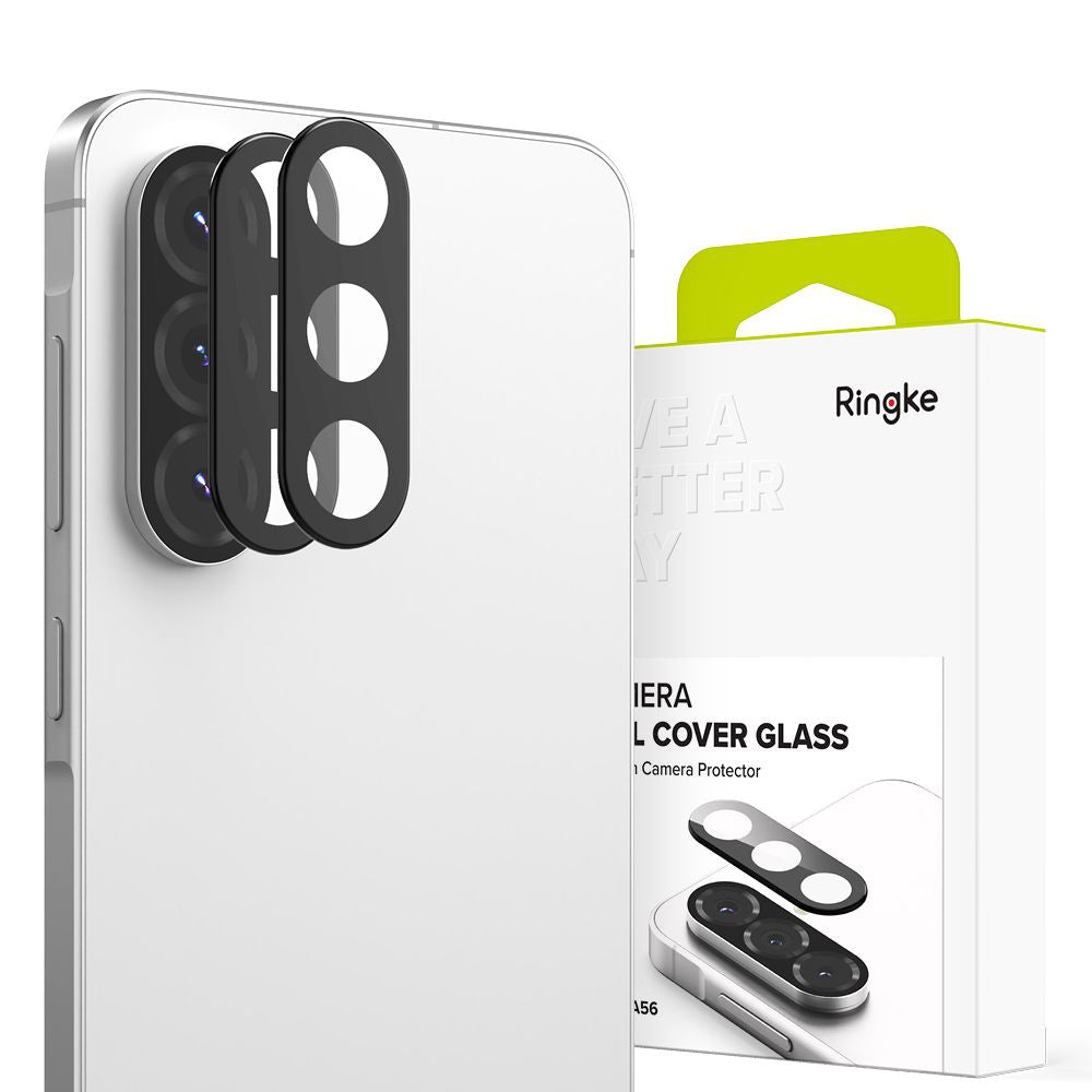 Film de protection pour caméra arrière Ringke pour Samsung Galaxy A56 A566, Verre Trempé, Lot de 2 pièces, Noir