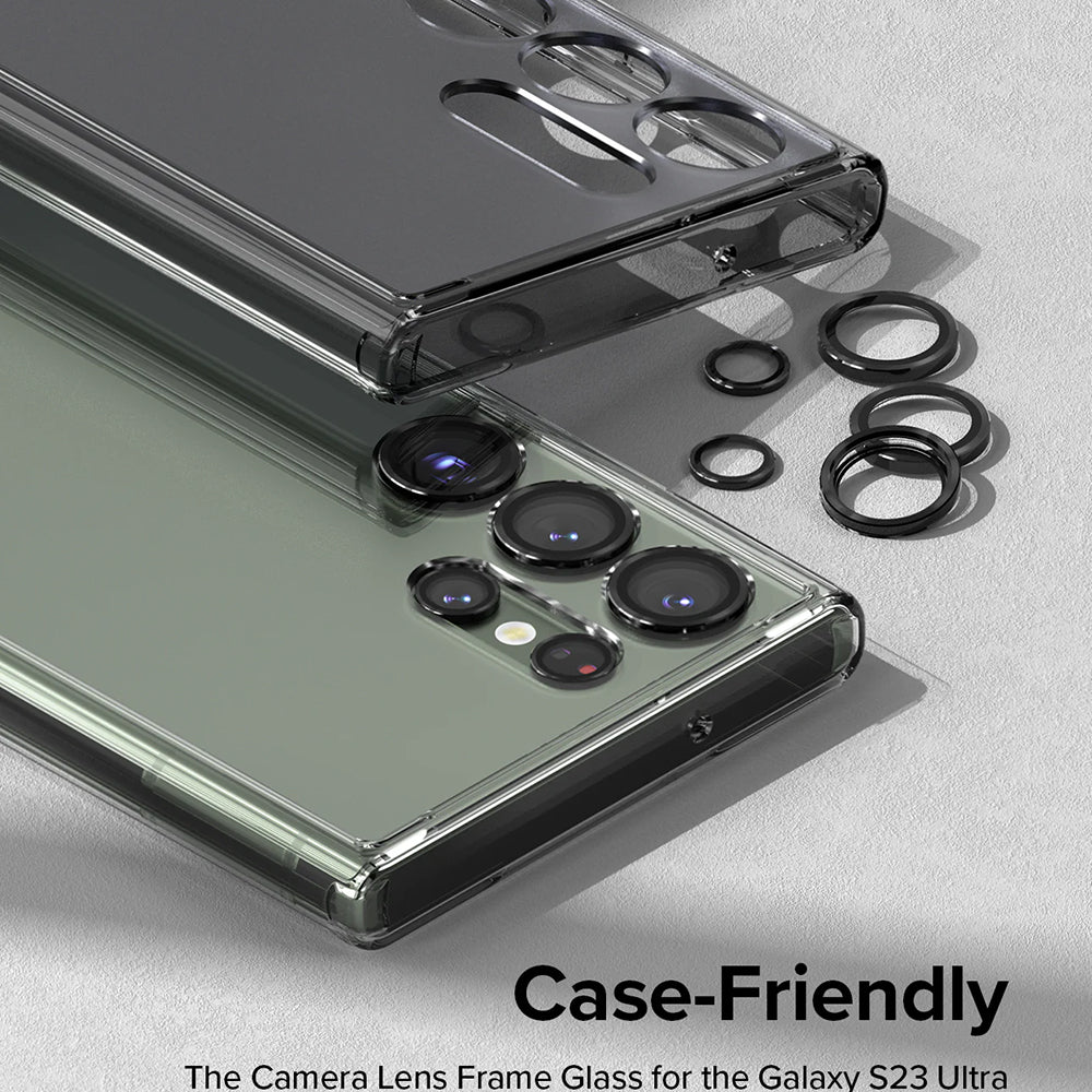 Film de protection Ringke pour caméra arrière Samsung Galaxy S23 Ultra S918, Verre trempé, Noir