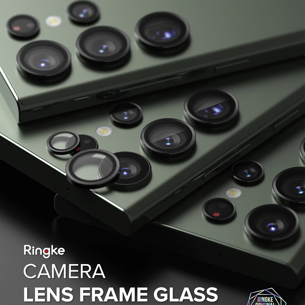Film de protection Ringke pour caméra arrière Samsung Galaxy S23 Ultra S918, Verre trempé, Noir