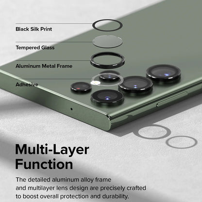 Film de protection Ringke pour caméra arrière Samsung Galaxy S23 Ultra S918, Verre trempé, Noir