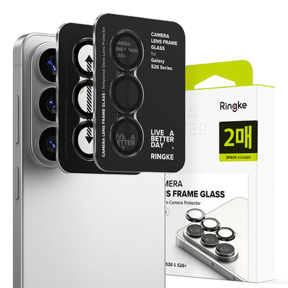 Schutzfolie Ringke für die Rückkamera des Samsung Galaxy S26 Plus S947 / S26, gehärtetes Glas, Set mit 2 Stück, Schwarz