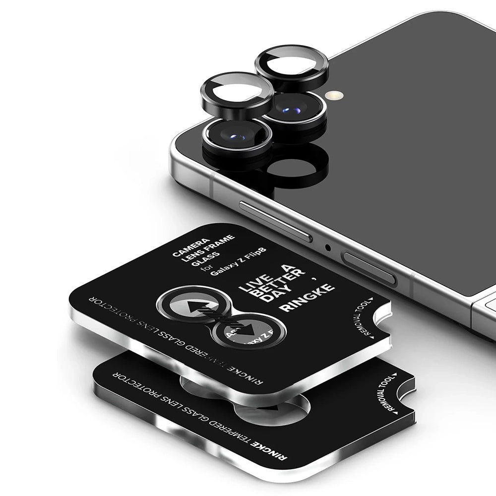 Film de protection pour caméra arrière Ringke pour Samsung Galaxy Z Flip8 F776, Verre trempé, Lot de 2 pièces, Noir