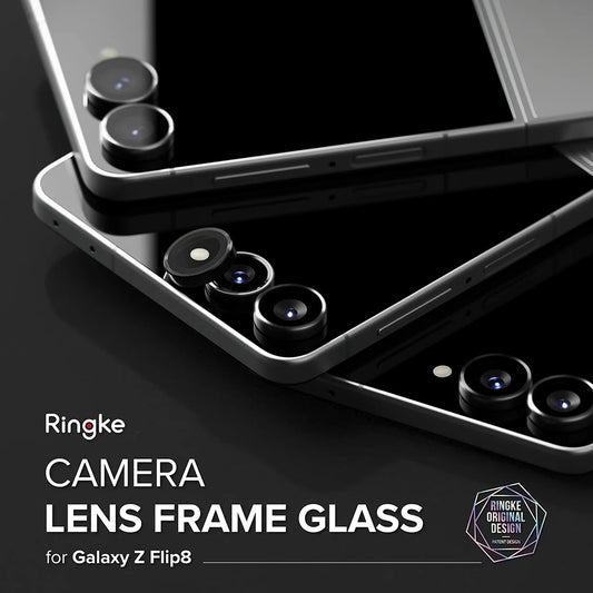 Film de protection pour caméra arrière Ringke pour Samsung Galaxy Z Flip8 F776, Verre trempé, Lot de 2 pièces, Noir