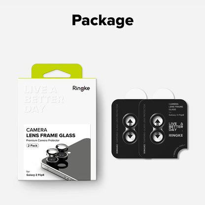 Film de protection pour caméra arrière Ringke pour Samsung Galaxy Z Flip8 F776, Verre trempé, Lot de 2 pièces, Noir