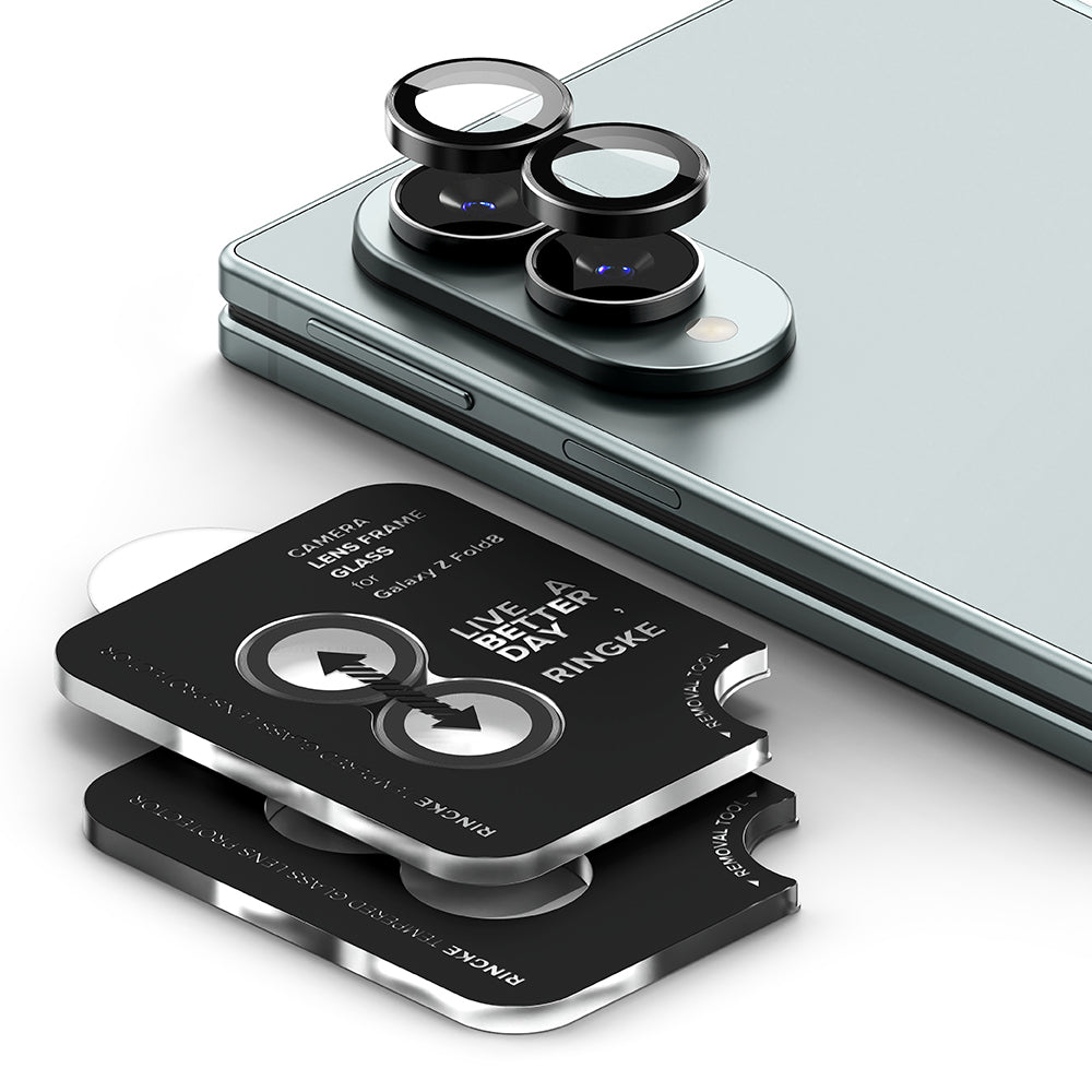 Film de protection pour caméra arrière Ringke pour Samsung Galaxy Z Fold8 F971, verre trempé, lot de 2 pièces, noir