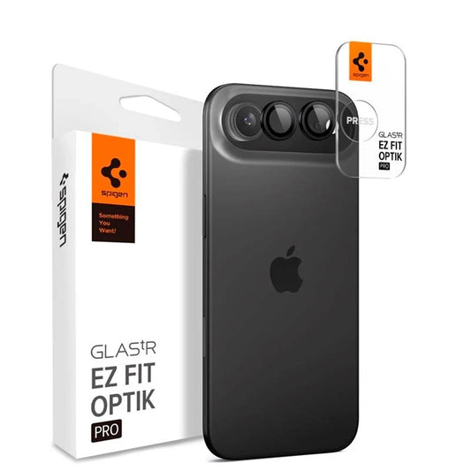 Film de protection pour caméra arrière Spigen GlastR EZ FIT Optik Pro pour Apple iPhone 17 Air, Verre Trempé, Lot de 2 pièces, Noir