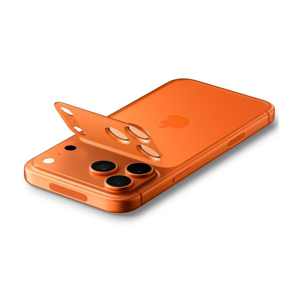 Schutzfolie Rückkamera Spigen GlastR EZ FIT Optik Pro für Apple iPhone 17 Pro Max, Gehärtetes Glas, Set 2 Stück, Orange