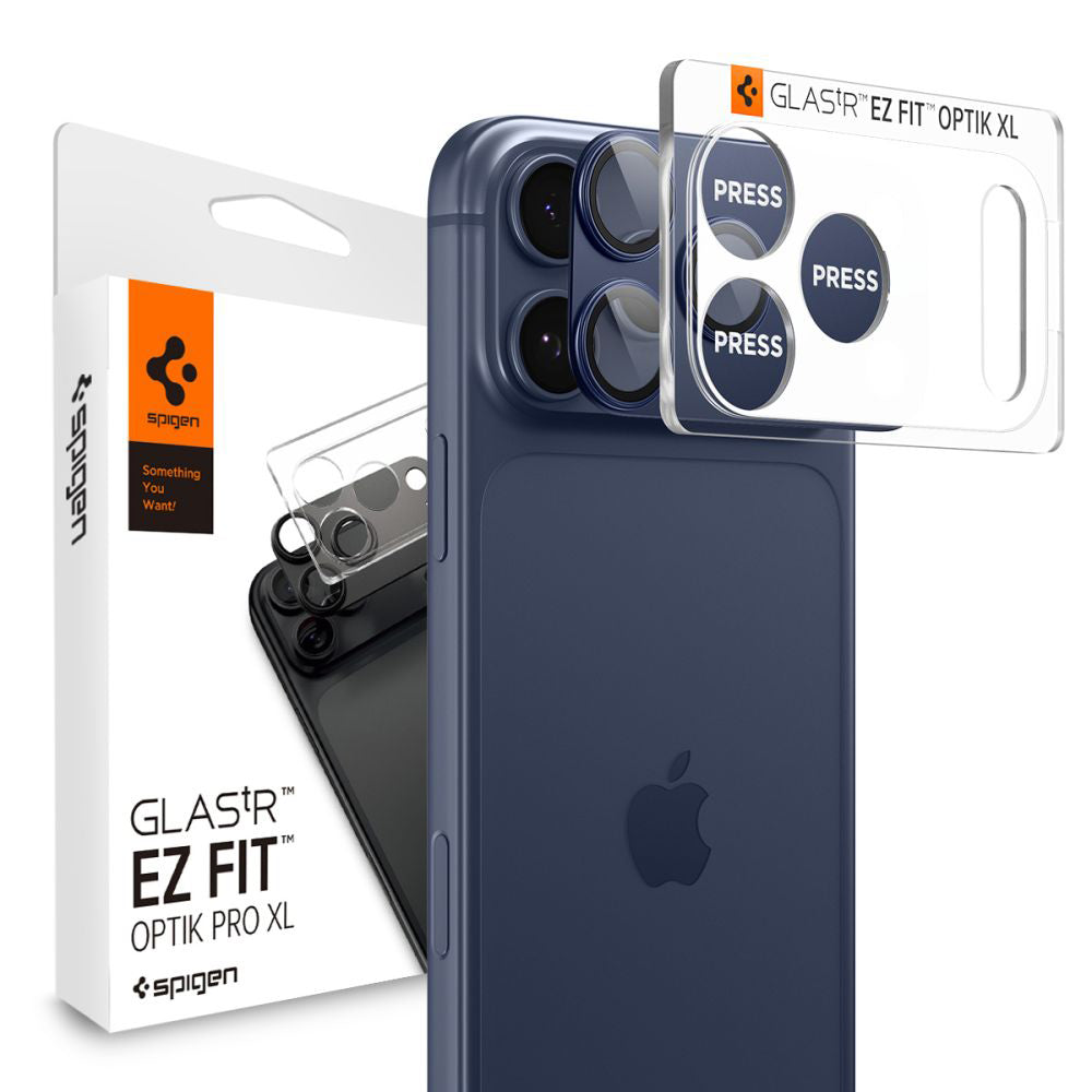 Film de protection pour caméra arrière Spigen GlastR EZ FIT Optik Pro XL pour Apple iPhone 17 Pro, Verre Trempé, Bleu AGL10646