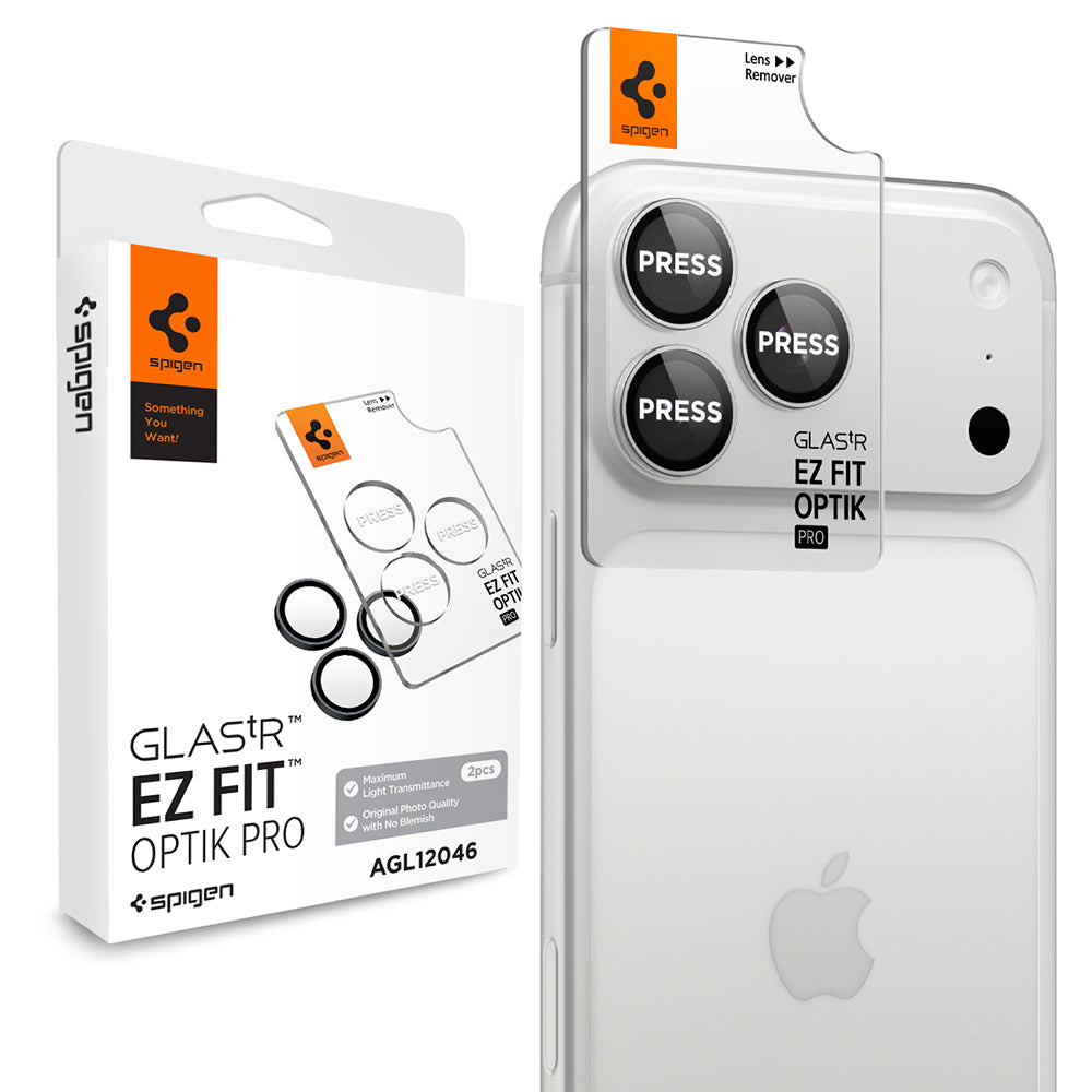 Schutzfolie für die Rückkamera Spigen GlastR EZ FIT Optik Pro für Apple iPhone 18 Pro / 18 Pro Max, gehärtetes Glas, 2er-Set, Silber AGL12046