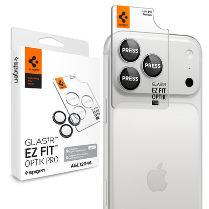 Schutzfolie für die Rückkamera Spigen GlastR EZ FIT Optik Pro für Apple iPhone 18 Pro / 18 Pro Max, gehärtetes Glas, 2er-Set, Silber AGL12046