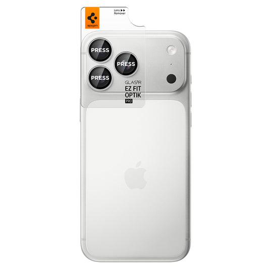 Film de protection pour caméra arrière Spigen GlastR EZ FIT Optik Pro pour Apple iPhone 18 Pro / 18 Pro Max, Verre trempé, Lot de 2 pièces, Argenté AGL12046