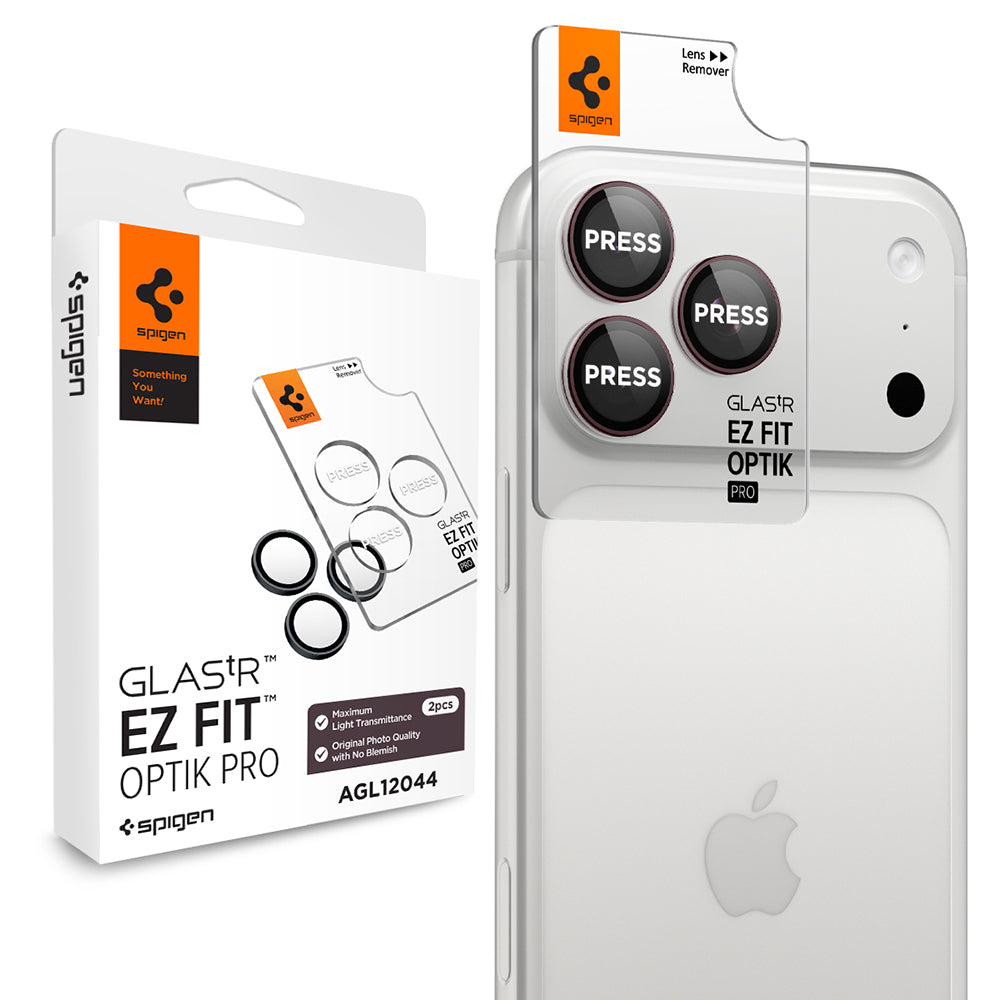 Film de protection pour caméra arrière Spigen GlastR EZ FIT Optik Pro pour Apple iPhone 18 Pro / 18 Pro Max, Verre trempé, Lot de 2 pièces, Bordeaux AGL12044