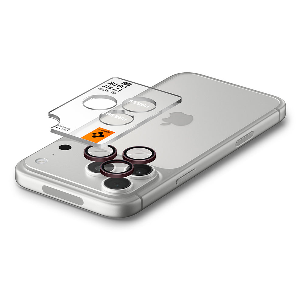 Film de protection pour caméra arrière Spigen GlastR EZ FIT Optik Pro pour Apple iPhone 18 Pro / 18 Pro Max, Verre trempé, Lot de 2 pièces, Bordeaux AGL12044