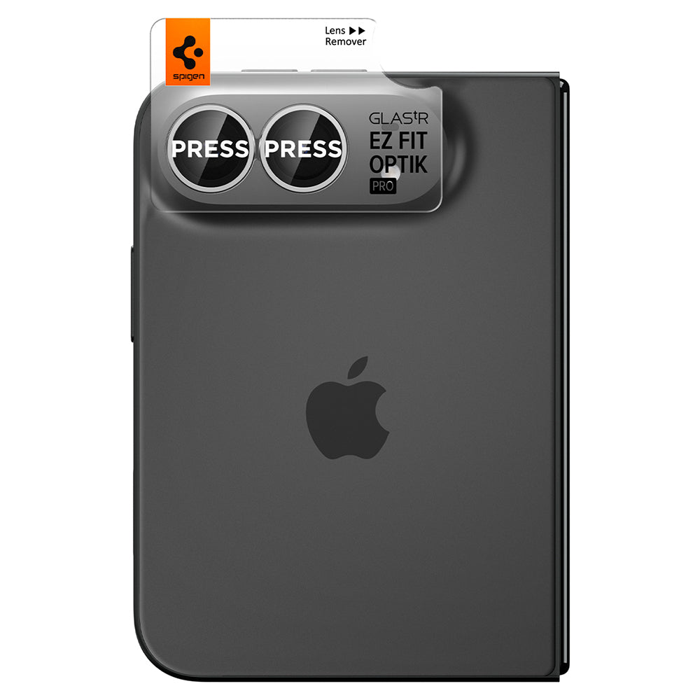 Film de protection pour caméra arrière Spigen GlastR EZ FIT Optik Pro pour Apple iPhone Duo, Verre trempé, Lot de 2 pièces, Gris AGL12012