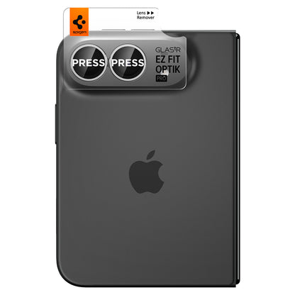 Film de protection pour caméra arrière Spigen GlastR EZ FIT Optik Pro pour Apple iPhone Duo, Verre trempé, Lot de 2 pièces, Gris AGL12012