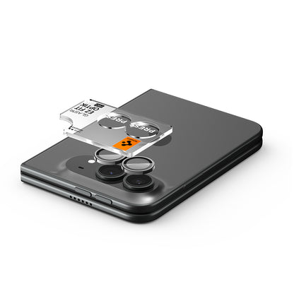 Film de protection pour caméra arrière Spigen GlastR EZ FIT Optik Pro pour Apple iPhone Duo, Verre trempé, Lot de 2 pièces, Gris AGL12012