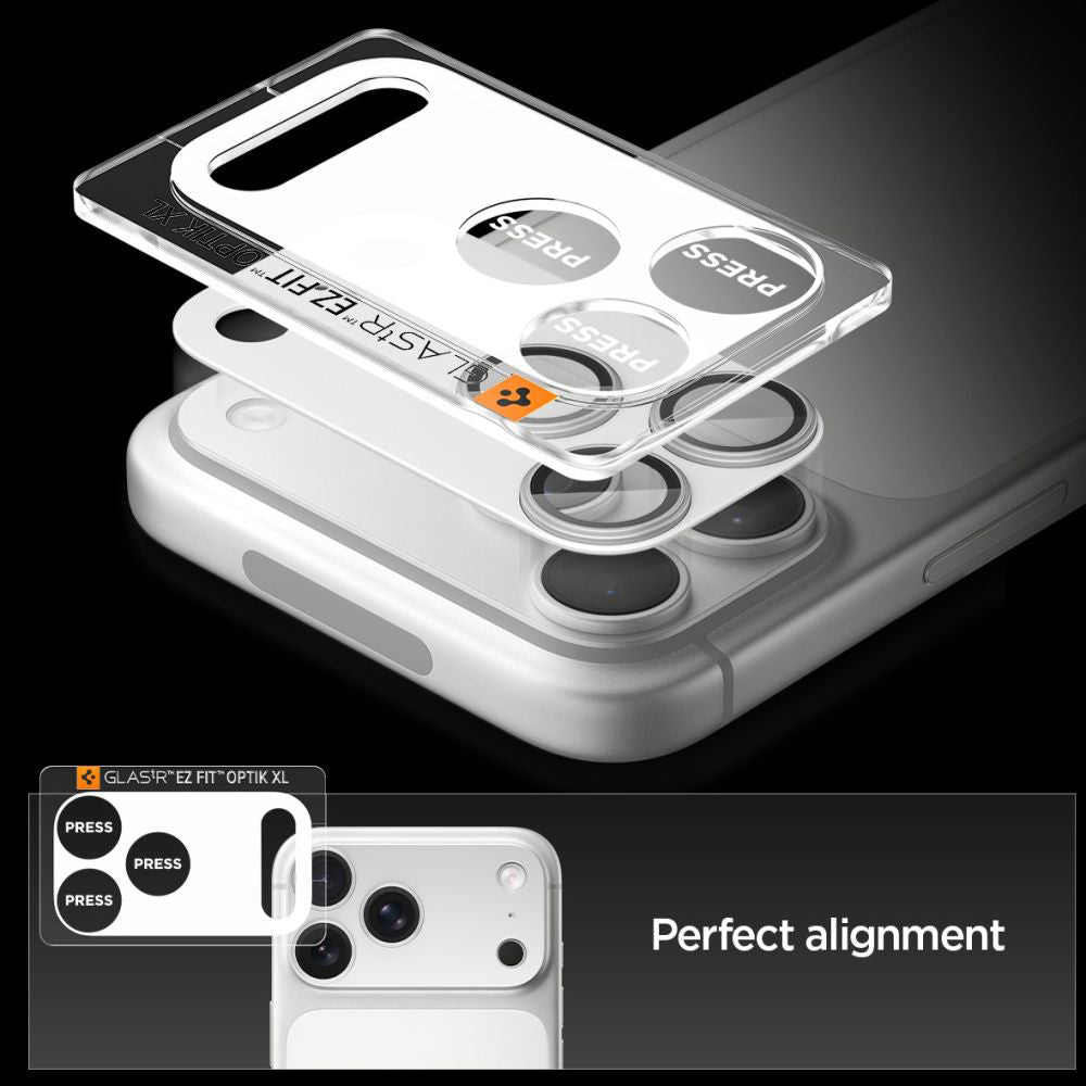 Film de protection pour caméra arrière Spigen GlastR EZ FIT Optik Pro XL pour Apple iPhone 17 Pro Max, Verre Trempé, Argenté AGL10652