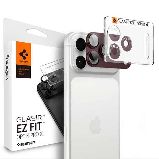 Schutzfolie für die Rückkamera Spigen GlastR EZ FIT Optik Pro XL für Apple iPhone 18 Pro Max, gehärtetes Glas, Weinrot AGL12040
