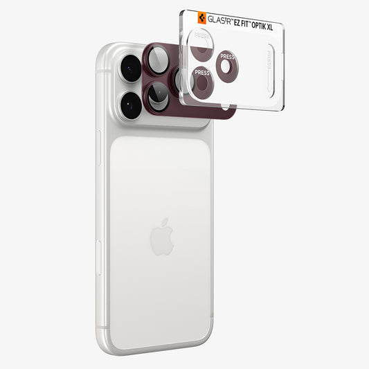 Film de protection pour caméra arrière Spigen GlastR EZ FIT Optik Pro XL pour Apple iPhone 18 Pro, Verre trempé, Rouge foncé AGL12036