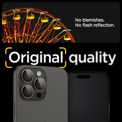 Schutzfolie für die Rückkamera Spigen GlastR EZ FIT Optik Pro für Apple iPhone 16 Pro, gehärtetes Glas, Set mit 2 Stück, Bronze AGL08862