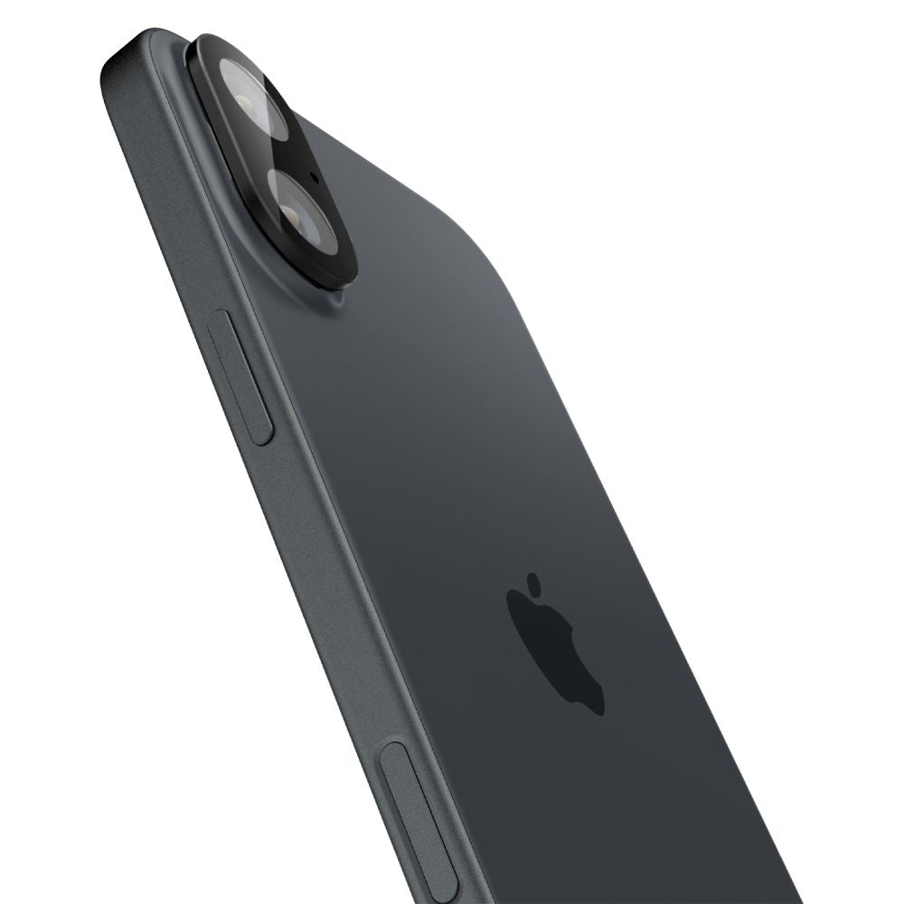 Schutzfolie Rückkamera Spigen GlastR Optik für Apple iPhone 16 Plus / 16, Gehärtetes Glas, Set 2 Stück, Schwarz AGL07922