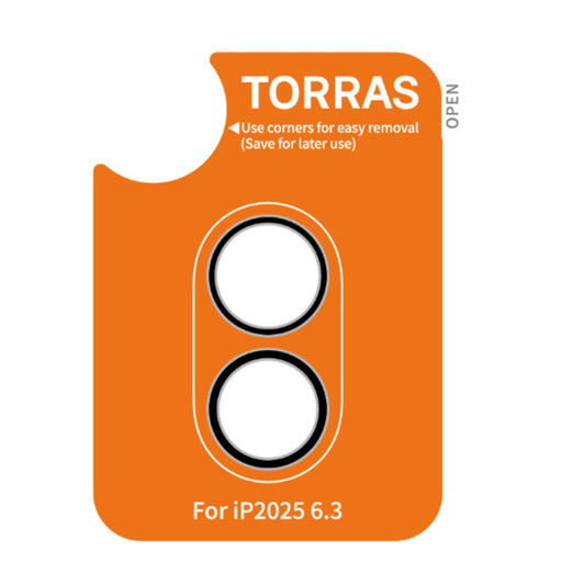 Film de protection Caméra Arrière Torras Lensguard pour Apple iPhone 17, Verre Trempé, Noir