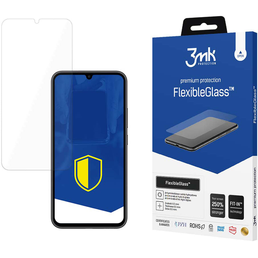 Film de protection d'écran 3MK FlexibleGlass pour Samsung Galaxy A34 A346, Verre Flexible, Collage Complet