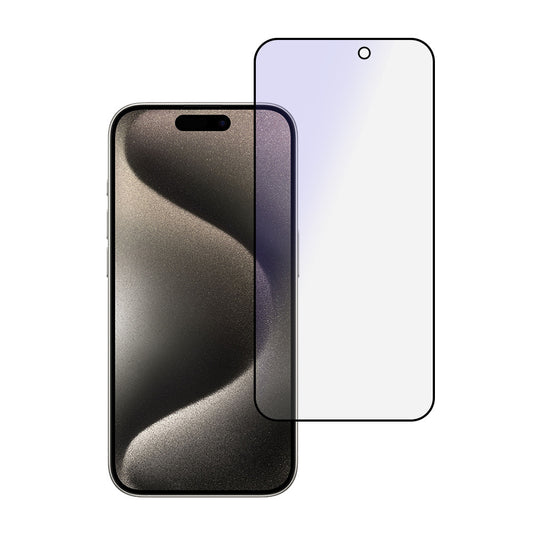 OEM Anti Blue Light Screen Protector for Apple iPhone 16 Pro Max, Shielded Glass, Full Glue, Black