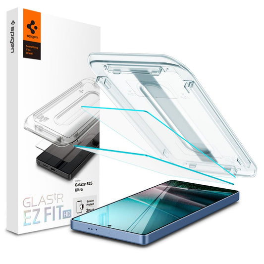 Schutzfolie Spigen GlastR EZ FIT HD für Samsung Galaxy S25 Ultra S938, Gehärtetes Glas, Vollverklebung, Set 2 Stück AGL09082