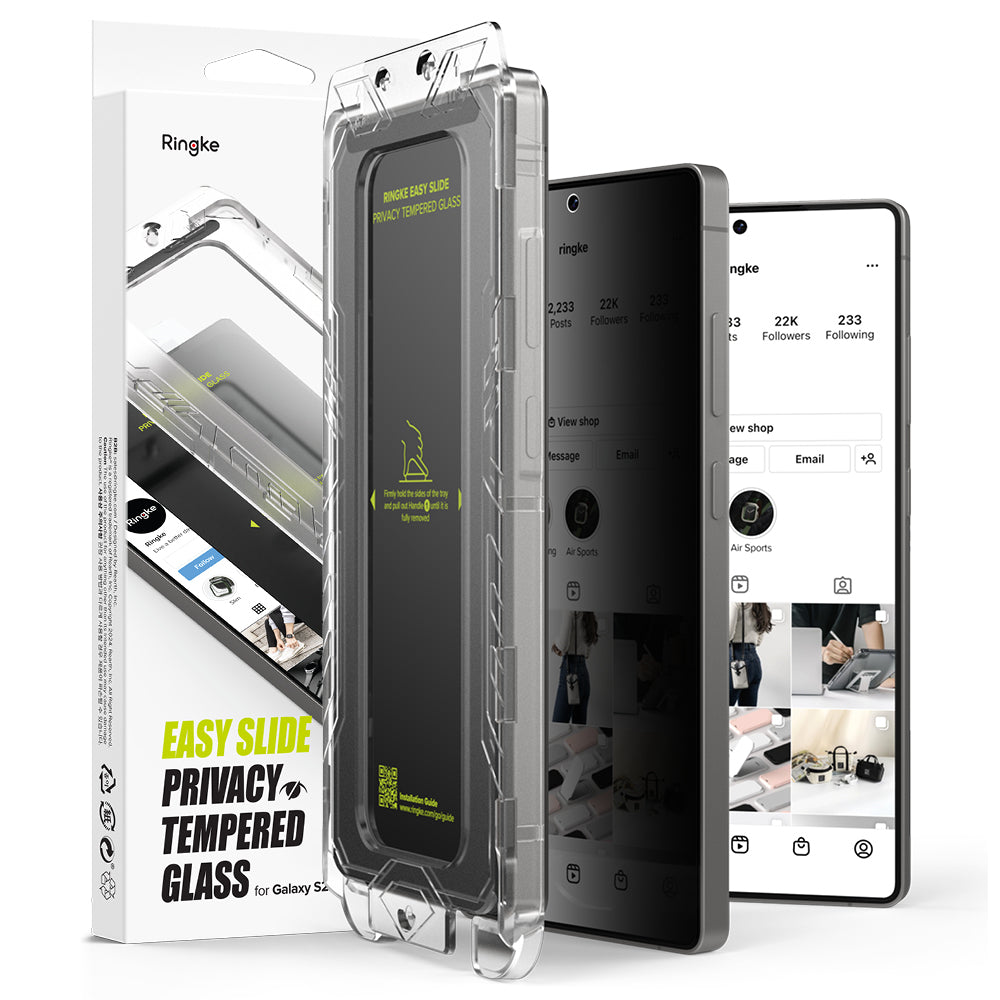 Film de protection d'écran Privacy Ringke Easy Slide pour Samsung Galaxy S25 Ultra S938, Verre Trempé, Full Glue, Lot de 2 pièces