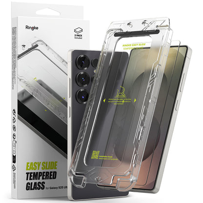 Film de protection d'écran Ringke Easy Slide pour Samsung Galaxy S25 Ultra S938, Verre Trempé, Full Glue, Lot de 2 pièces