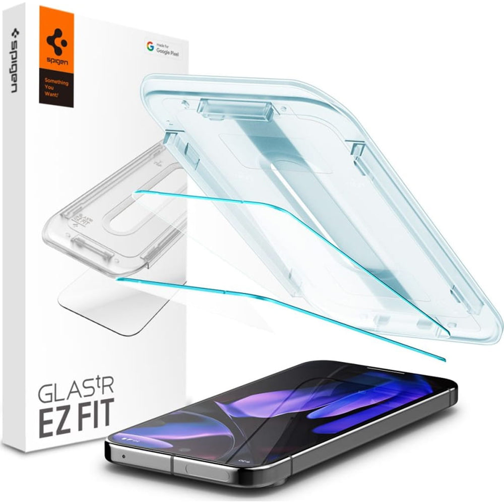 Film de protection écran Spigen GlastR EZ FIT pour Google Pixel 9 Pro XL, Verre Trempé, Full Glue, Lot de 2 pièces
