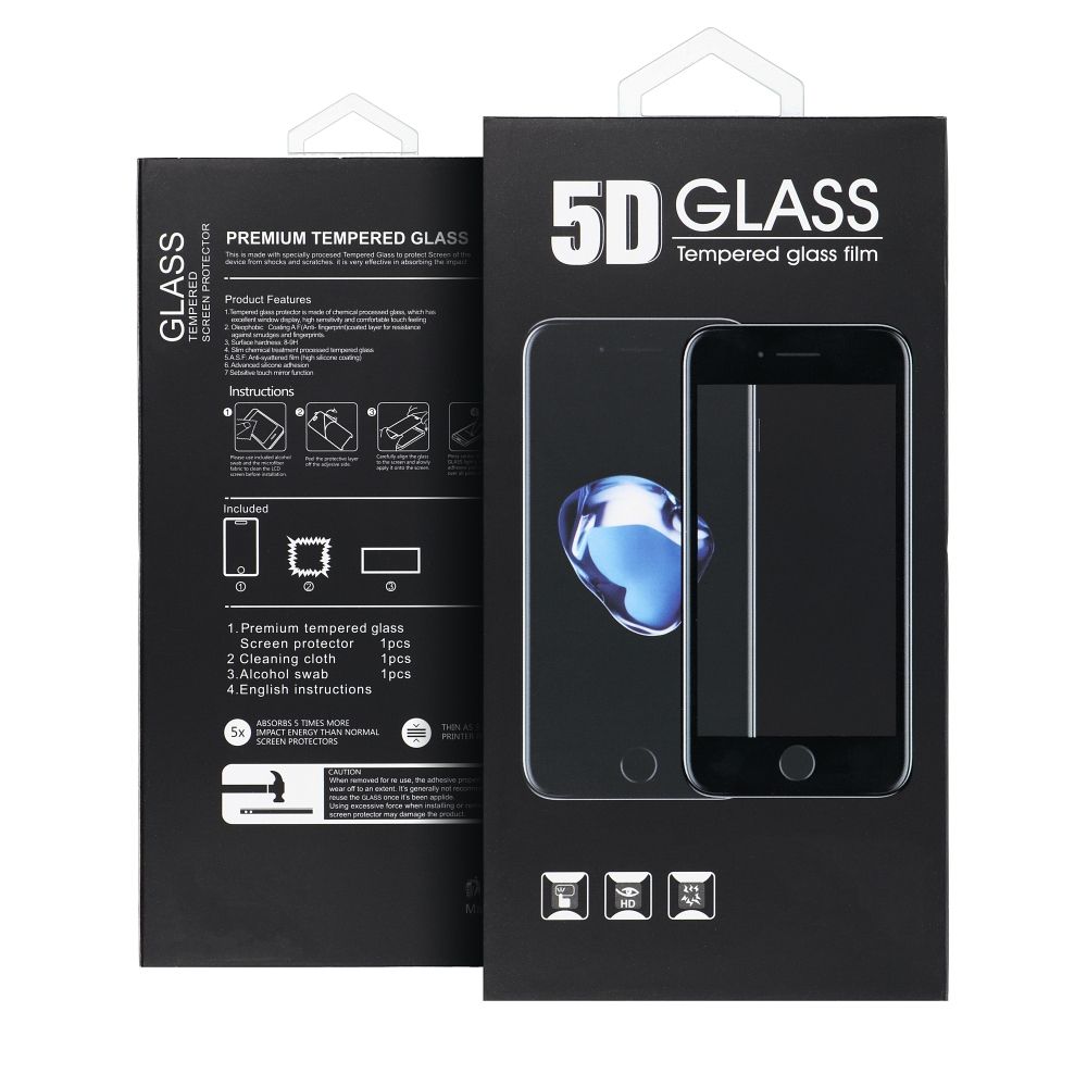 OEM Displayschutzfolie für Samsung Galaxy S25+ S936, gehärtetes Glas, Full Glue, 5D, Schwarz