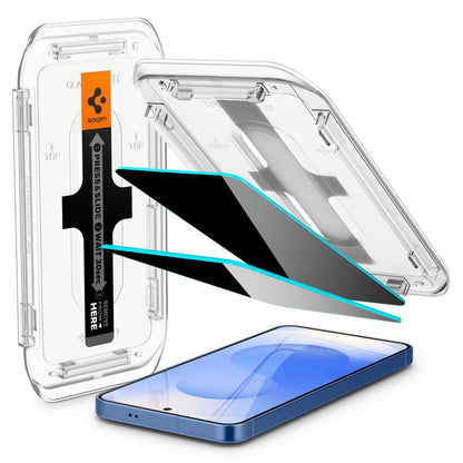 Privacy-Schutzfolie Spigen GlastR EZ FIT HD für Samsung Galaxy S25 S931 / S24 S921, gehärtetes Glas, Vollkleber, 2er-Set