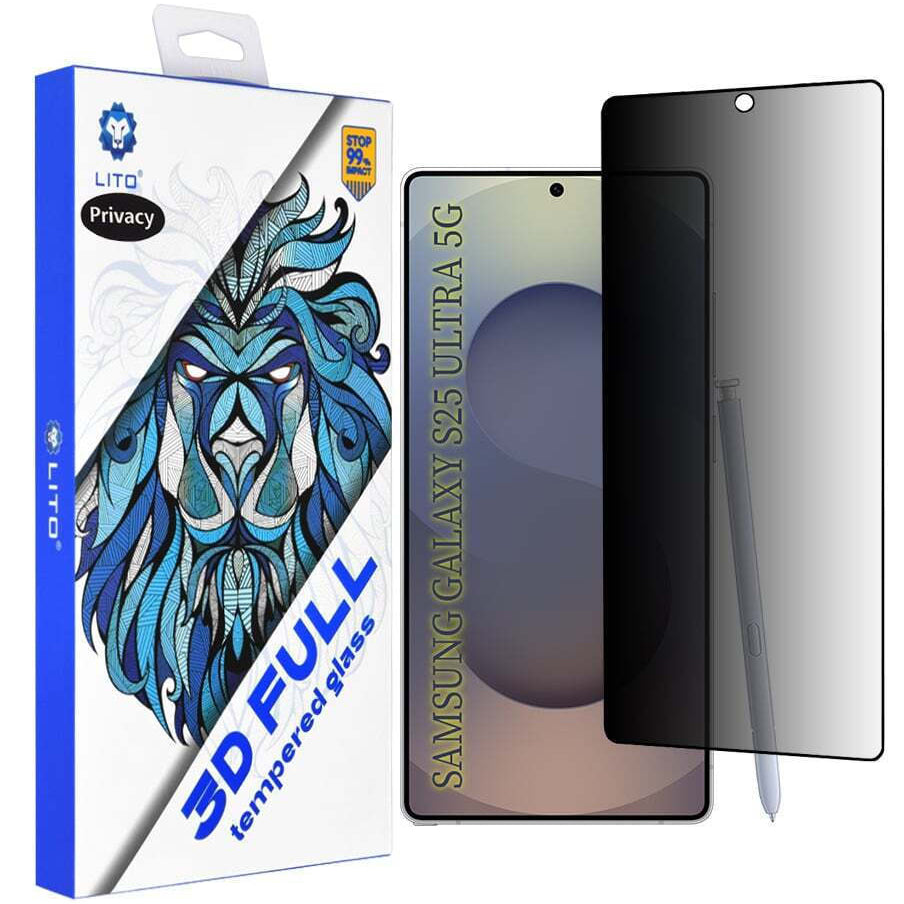 Lito Privacy Screen Protector for Samsung Galaxy S25 Ultra S938, Tempered Glass, Full Glue, 3D