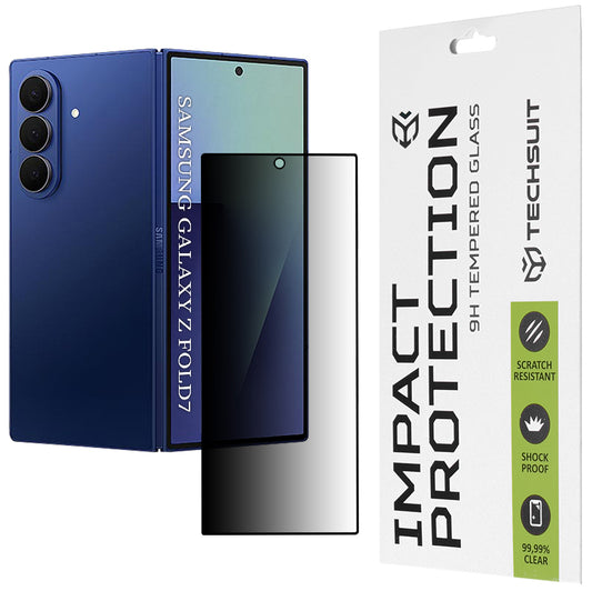 Film de protection écran extérieur Privacy Techsuit pour Samsung Galaxy Z Fold7 F966, Verre trempé, Collage complet, 111D