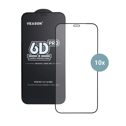 Veason PRO Displayschutzfolie für Apple iPhone 17 Pro Max, gehärtetes Glas, Full Glue, 10er Set, 6D, Schwarz