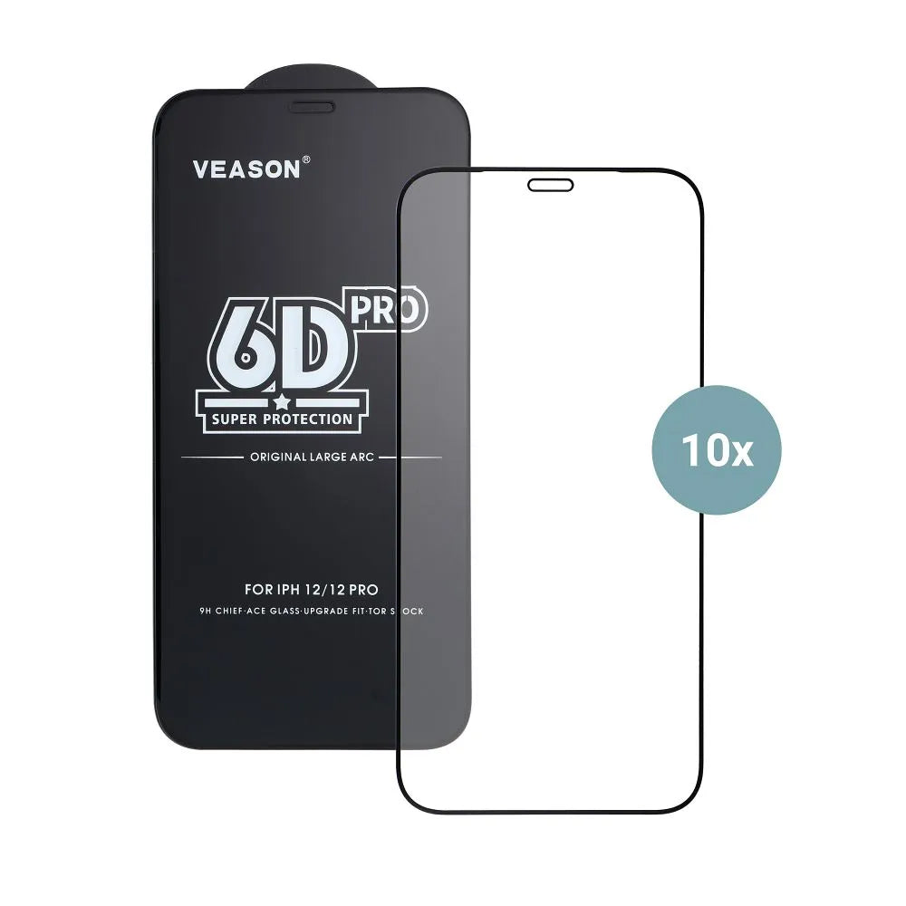 Veason PRO Screen Protector for Apple iPhone 17 Air, Tempered Glass, Full Glue, Set of 10 pieces, 6D, Black
